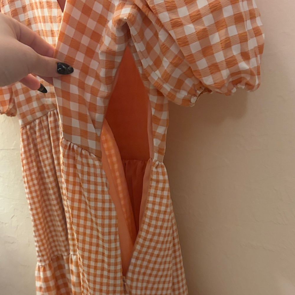 English Factory Peach Gingham Tiered Maxi Dress - Picture 6 of 6